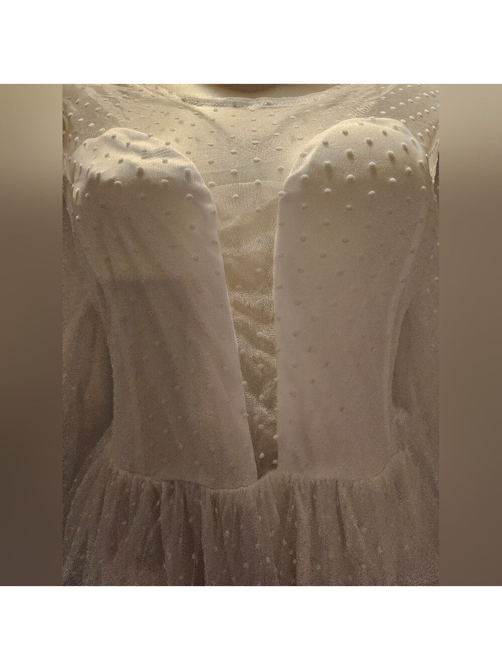 Missord White Dobby Mesh Ruffle Trim Sheer Maxi Dress Large - Picture 7 of 16